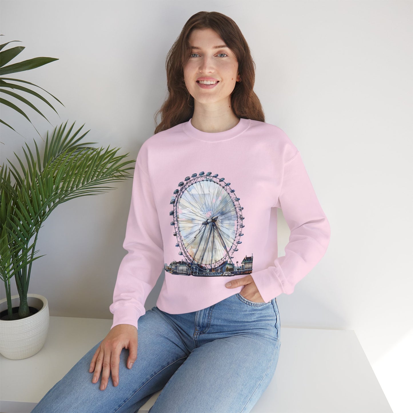 Unisex Heavy Blend™ Crewneck Sweatshirt - London Eye - Iconic Ferris Wheel