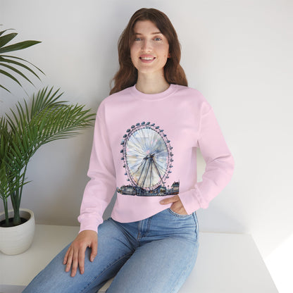 Unisex Heavy Blend™ Crewneck Sweatshirt - London Eye - Iconic Ferris Wheel