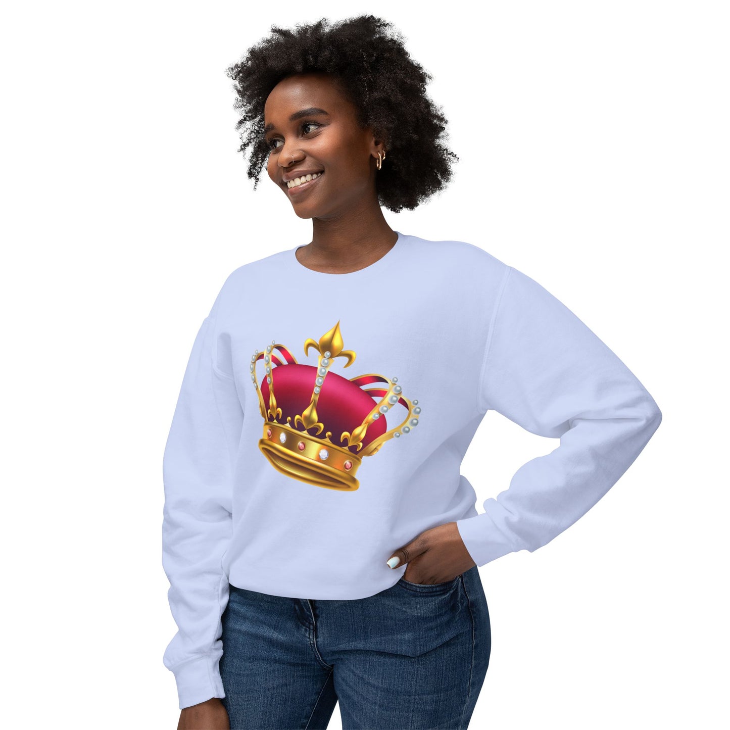 Unisex Lightweight Crewneck Sweatshirt - British Royal Crown Design