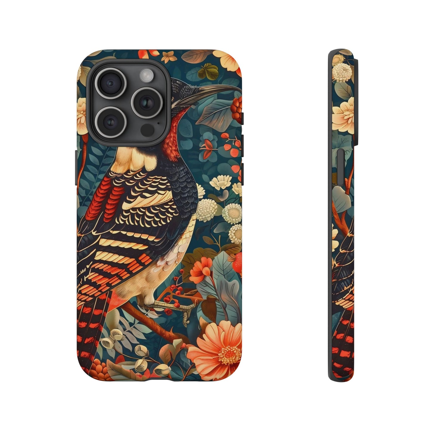 Nature-Inspired Phone Case with Floral Art, Tough Phone Cover, Protective Case, Gift for Nature Lovers, Unique Phone Accessory