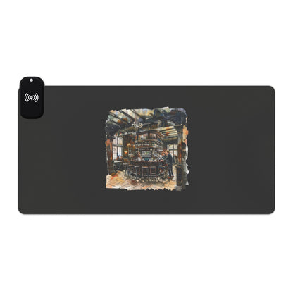 Medieval Timber House – Historical England - LED Gaming Mouse Pad with Wireless Charging | Perfect for Gamers, Home Office, Desk Accessories, Holiday Gift, Unique Design