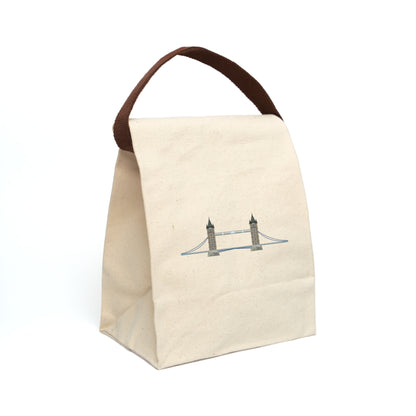 London Tower Bridge Illustration Canvas Lunch Bag With Strap