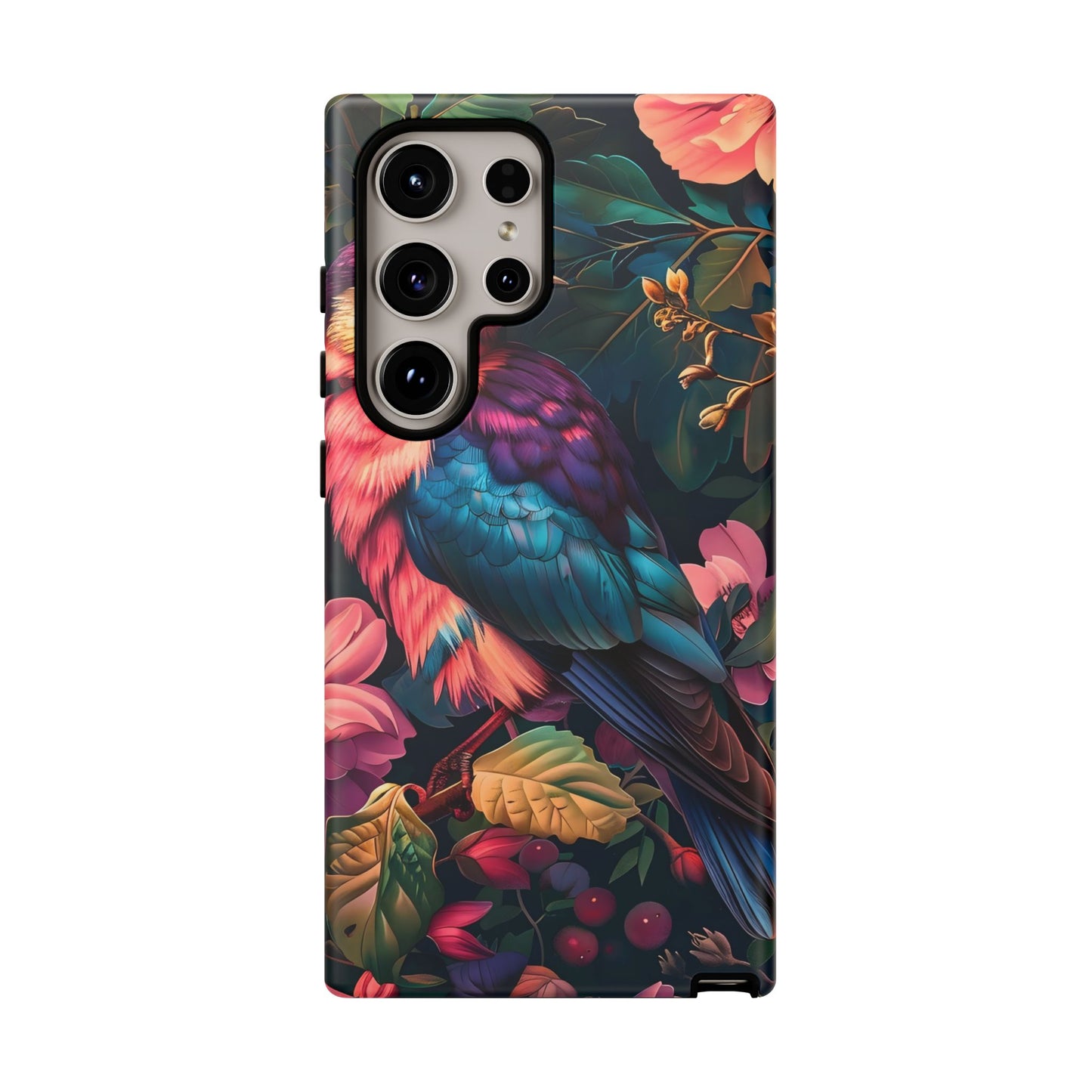 Vibrant Phone Case, Tropical Bird Design, Tough Phone Cover, Floral Tech Accessory, Gift for Nature Lovers