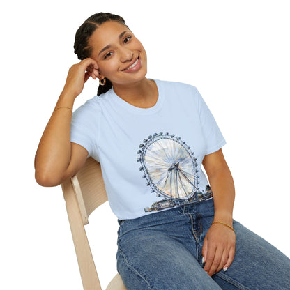 Unisex Softstyle T-Shirt - London Eye - Iconic Ferris Wheel and Cityscape View