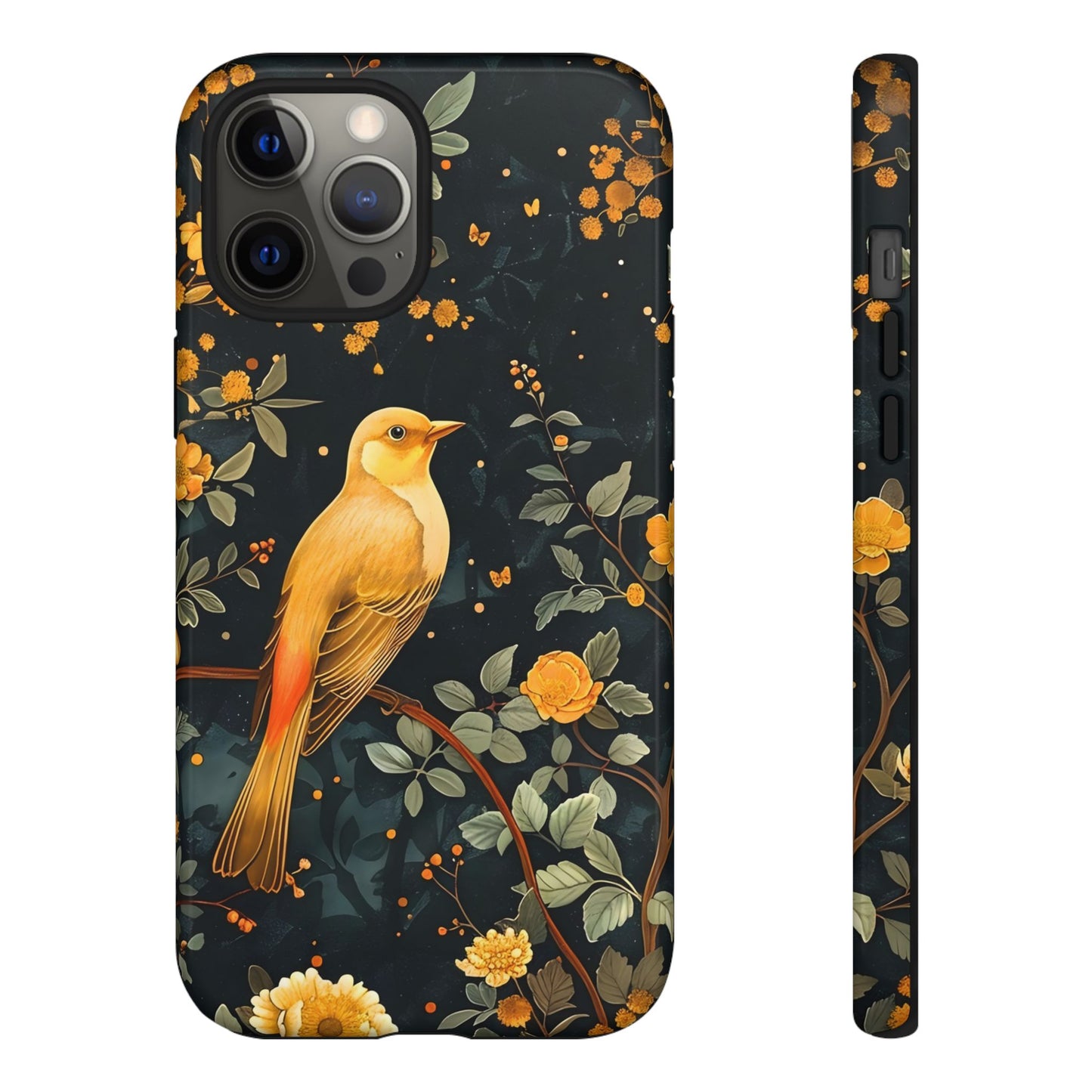 Floral Phone Case, Tough Cases with Bird Design, Nature Lover Gift, Stylish Protection, Birthday Present, Floral Phone Cover