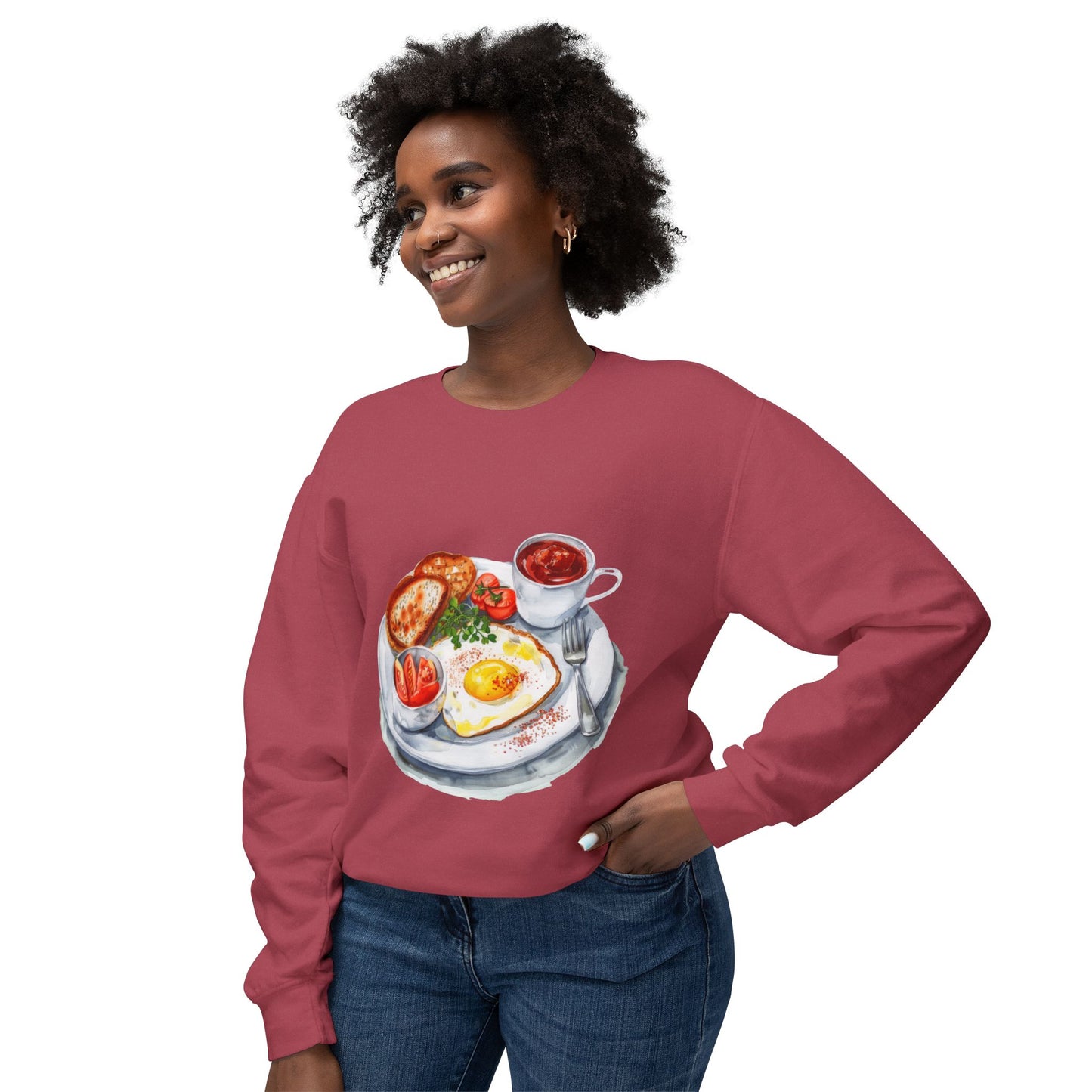 Unisex Lightweight Crewneck Sweatshirt - British Cuisine with a Regal Twist
