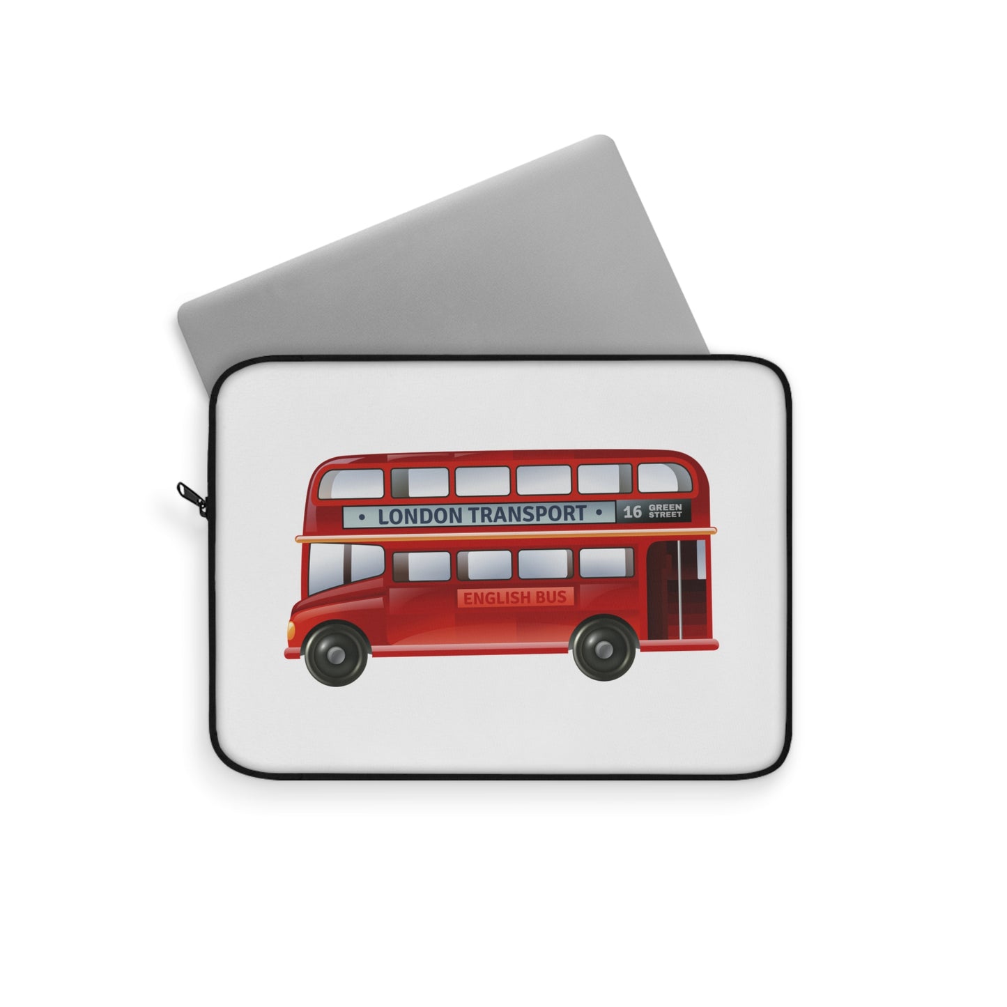 London Bus Laptop Sleeve – Stylish Tech Accessory, Gift for Travelers, Unique Laptop Case, London-themed, Secure Protective Cover