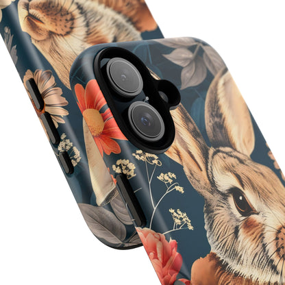 Floral Rabbit Phone Case, Cute Phone Cover, Tough Cases for Animal Lovers, Unique Gift for Birthdays, Nature-Themed Accessories