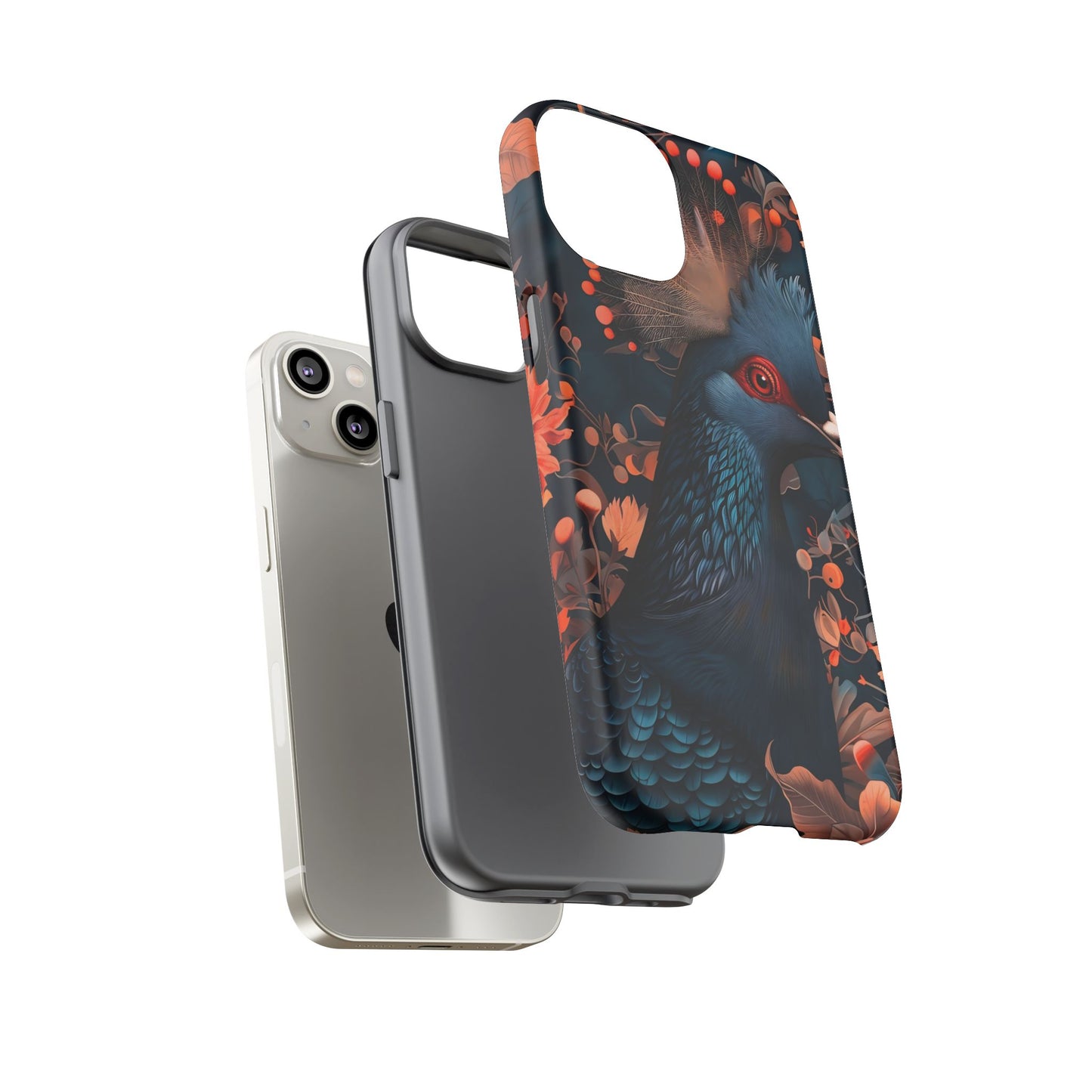 Vibrant Phone Case with Floral Peacock Design - Tough Cases, Artistic Phone Cover, Unique Gift for Nature Lovers, Stand Out Tech Accessory