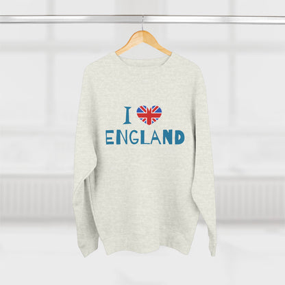 Unisex Crewneck Sweatshirt - I Love England - Union Jack Heart Design