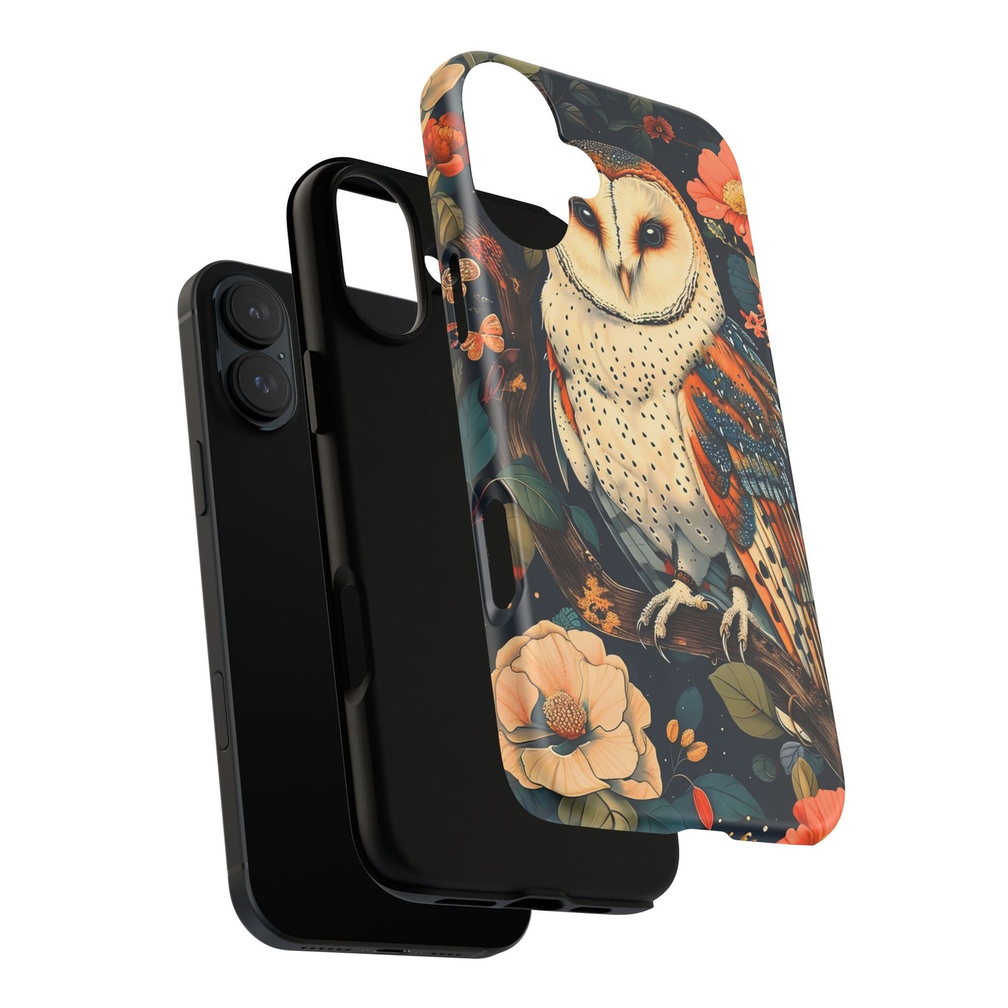 Owl Floral Phone Case - Tough Cases, Nature Lover Gift, Cute Protection, Floral Design, Bird Aesthetic, Animal Lover