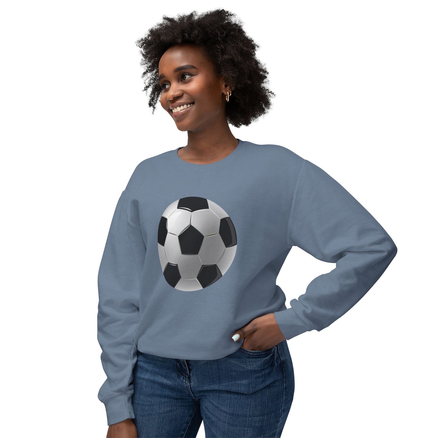 Unisex Lightweight Crewneck Sweatshirt - Dynamic Football Design - Sports Passion and Energy