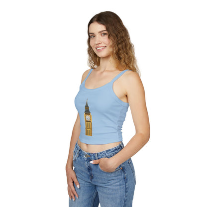 Women's Spaghetti Strap Tank Top - Big Ben Tower Watercolor Art Print