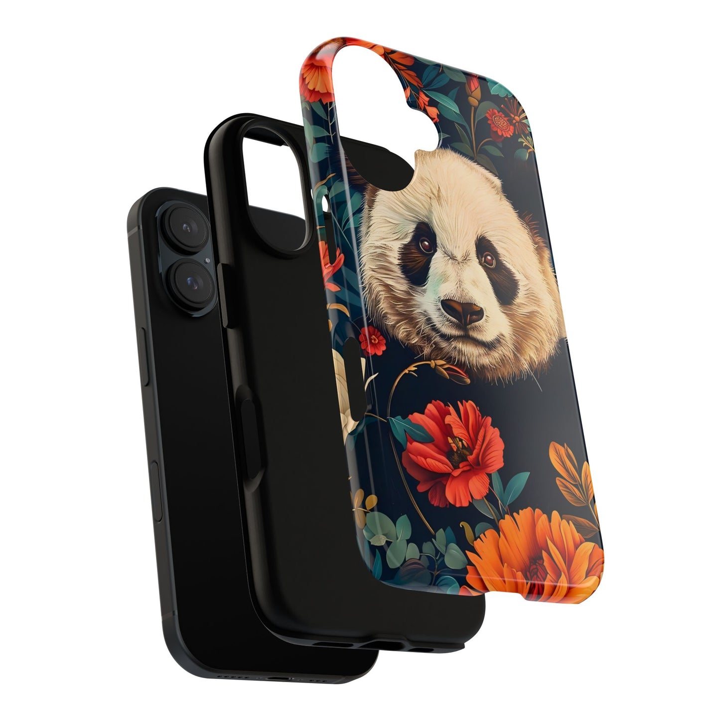 Panda Floral Phone Case, Tough Cases, Cute Animal Case, Floral Design, Gifts for Animal Lovers, Phone Accessories