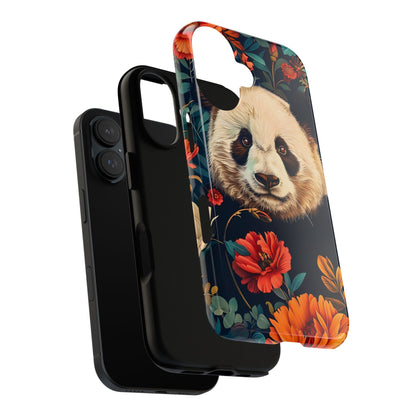 Panda Floral Phone Case, Tough Cases, Cute Animal Case, Floral Design, Gifts for Animal Lovers, Phone Accessories