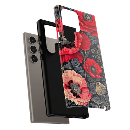 Floral Phone Case with Artistic Poppies, Tough Cases, Flower Design, Nature Lover Gift, Customizable Mobile Cover, Stylish Phone Accessories