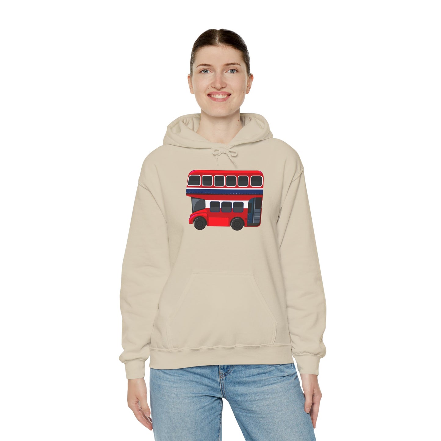 Unisex Heavy Blend™ Hooded Sweatshirt - All Aboard! - The London Double-Decker Bus
