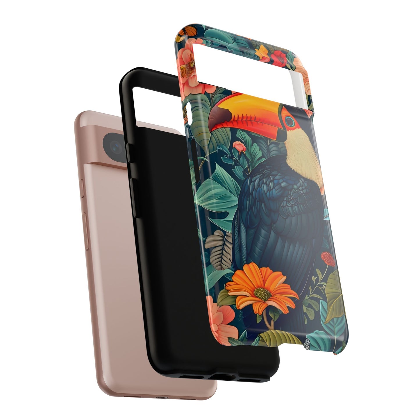 Tropical Toucan Phone Case - Cute Animal Design, Nature Lover Gift, Floral Pattern, Bird Lover Accessory, Summer Vibes