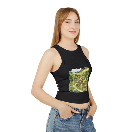 Women's Micro Rib Racer Tank Top - England Aesthetics - Embracing Classic British Charm and Style