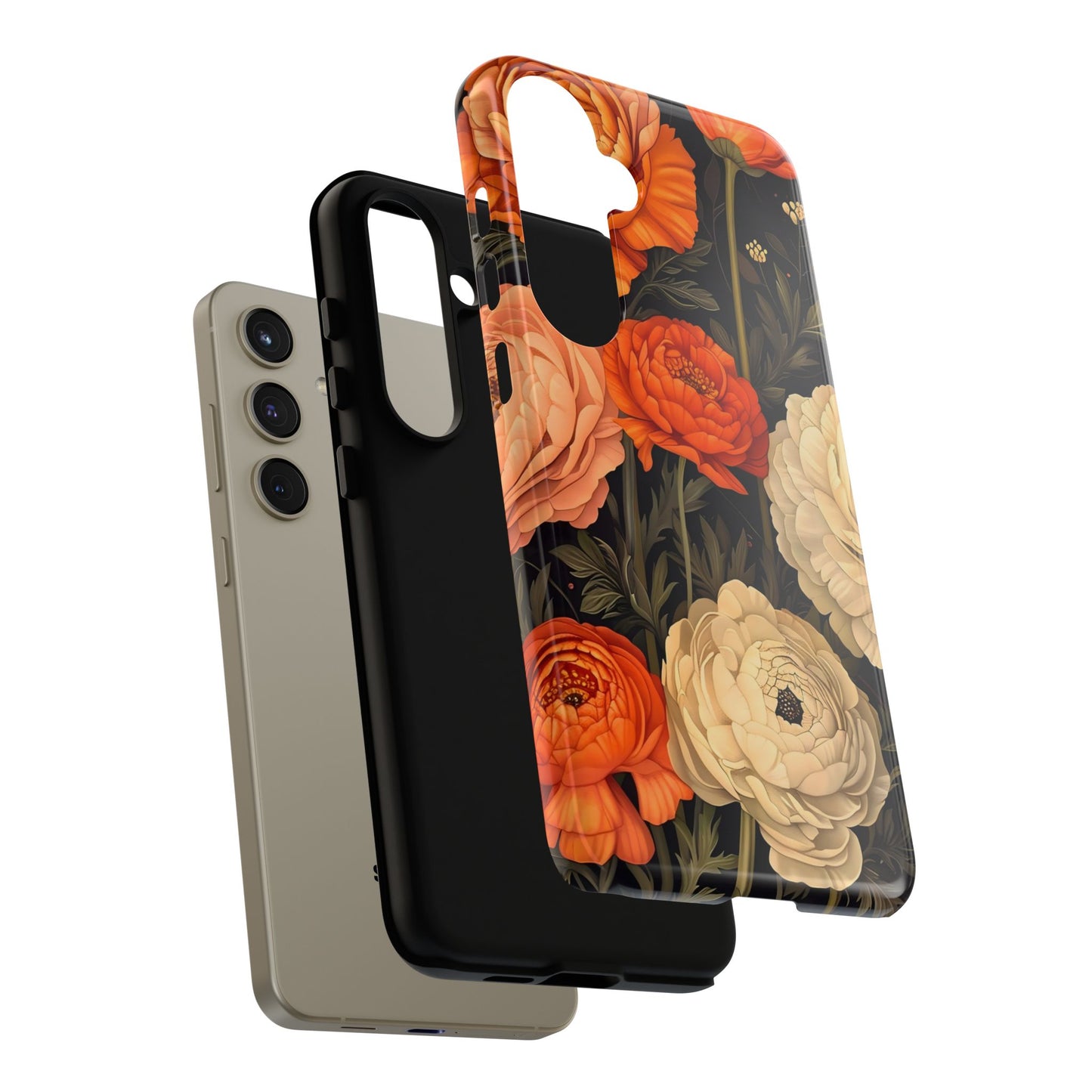 Floral Phone Case with Tough Protection, Blooming Ranunculus Design, Durable Cover, Gift for Flower Lovers, Eco-Friendly Phone Accessory