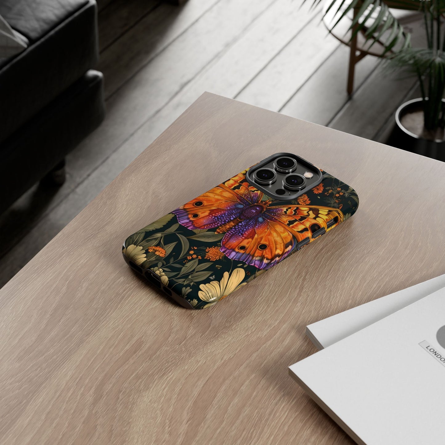 Butterfly Phone Case, Tough Cases for Nature Lovers, Vibrant Floral Design, Gift for Her, Cute Phone Accessories, Butterfly Artwork