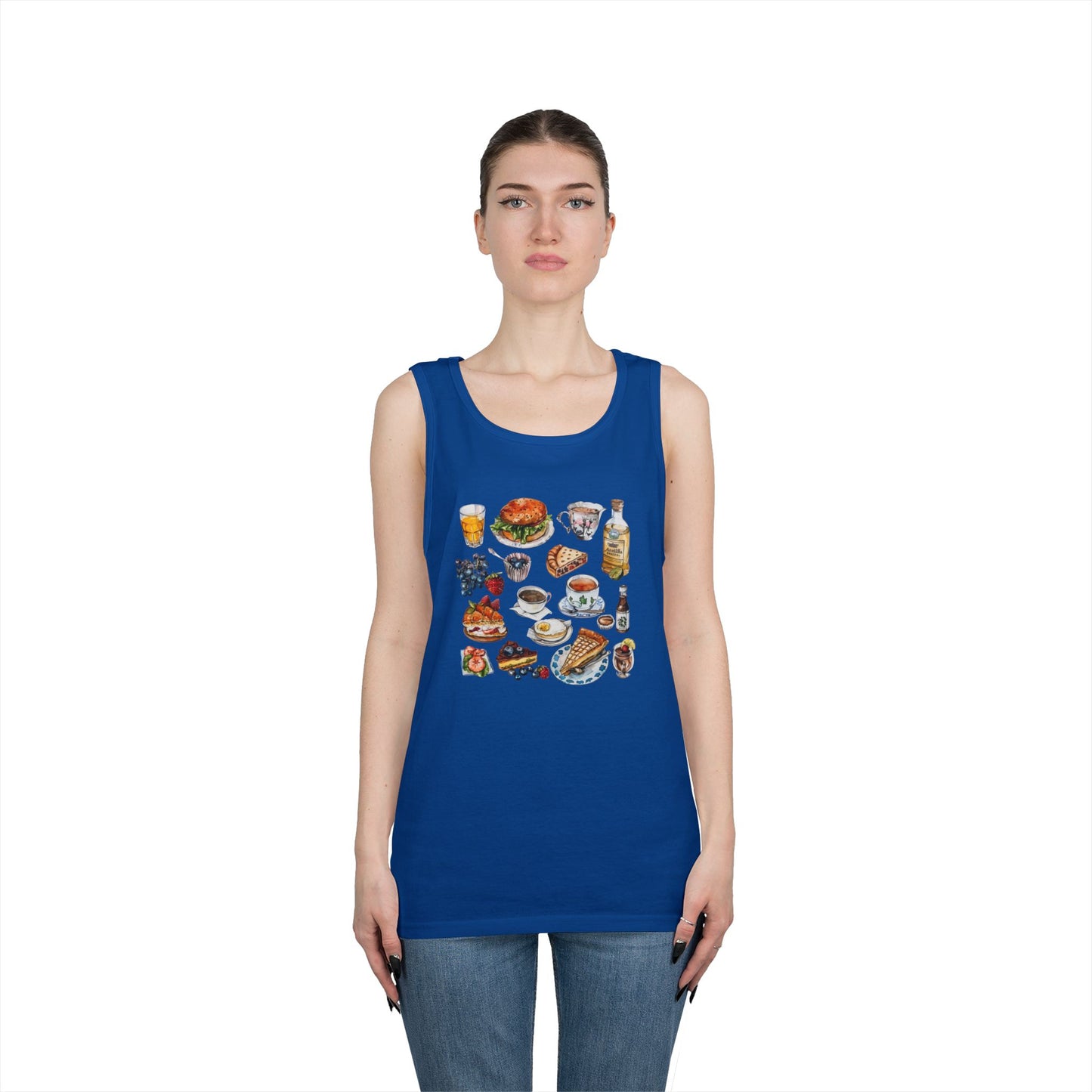 Unisex Heavy Cotton Tank Top - Iconic England Landmarks Illustration Print