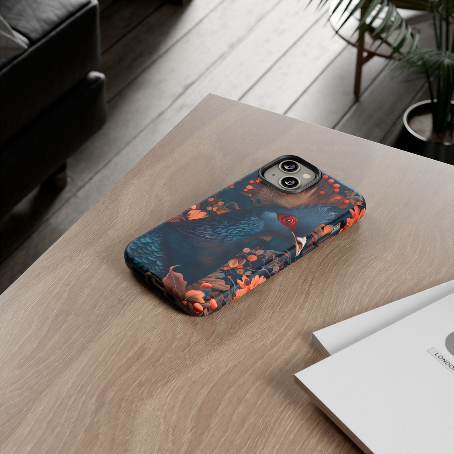 Vibrant Phone Case with Floral Peacock Design - Tough Cases, Artistic Phone Cover, Unique Gift for Nature Lovers, Stand Out Tech Accessory