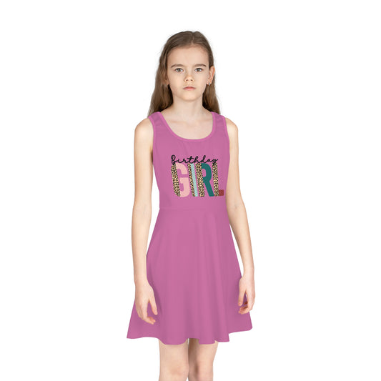 Girls'  Sundress - Birthday Girl Clipart with Wild Animal Print - Fun Sleeveless Dress for Celebrations