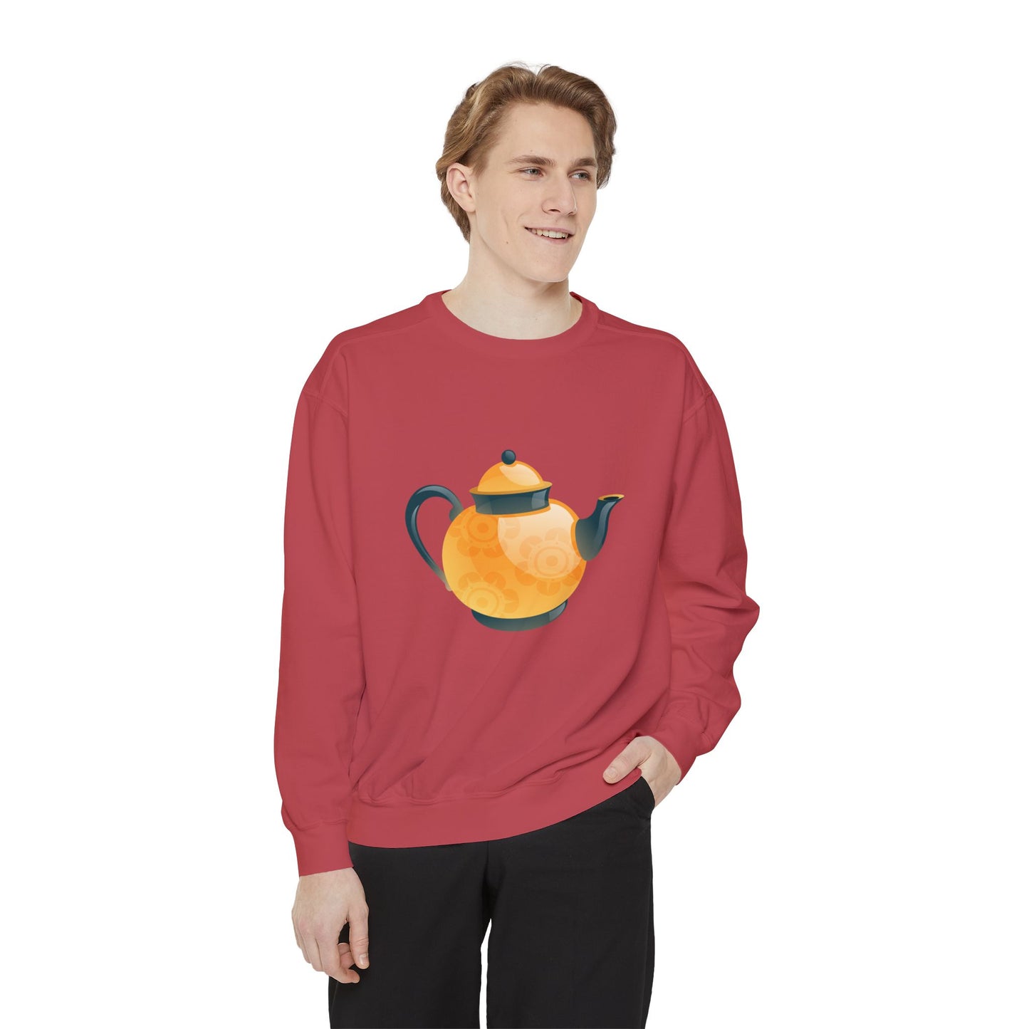 Unisex Garment-Dyed Sweatshirt Trendy - Classic British Tea Kettle