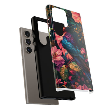 Tough Cases: Vibrant Tropical Bird Phone Case, Floral Smartphone Cover, Nature Lover Gift, Boho Phone Accessory, Cute Bird Case