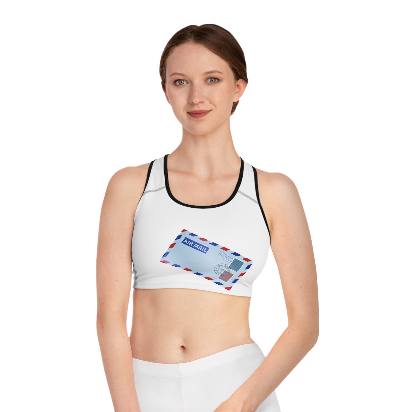 Sports Bra (AOP) - Vintage British Air Mail - Classic Postal Design