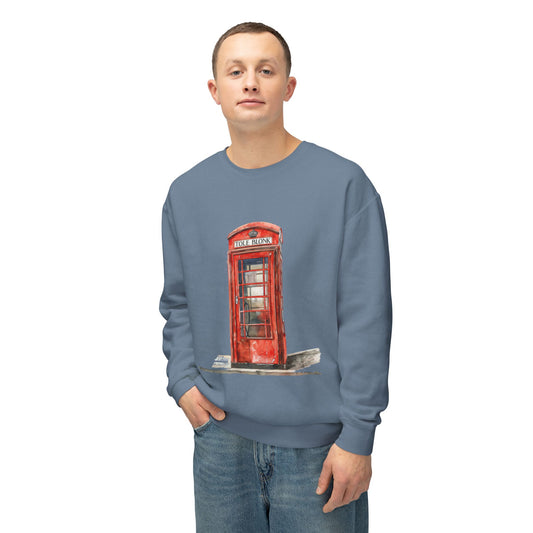 Unisex Lightweight Crewneck Sweatshirt Trendy -  Iconic British Public Telephone