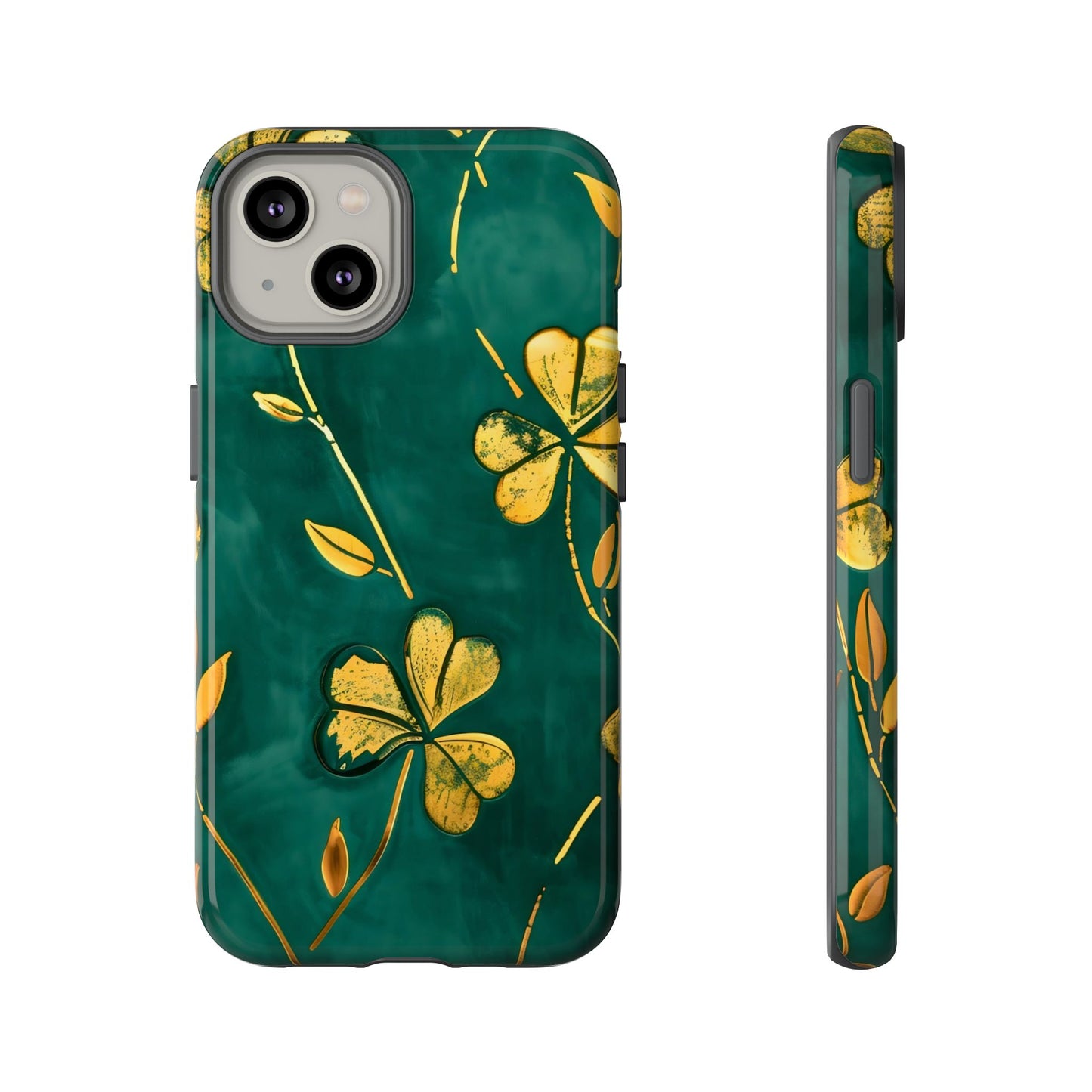 Floral Phone Case with Gold Accents, Tough Phone Cover, Stylish Phone Protector, Unique Gift for Her, Nature Lover Accessory