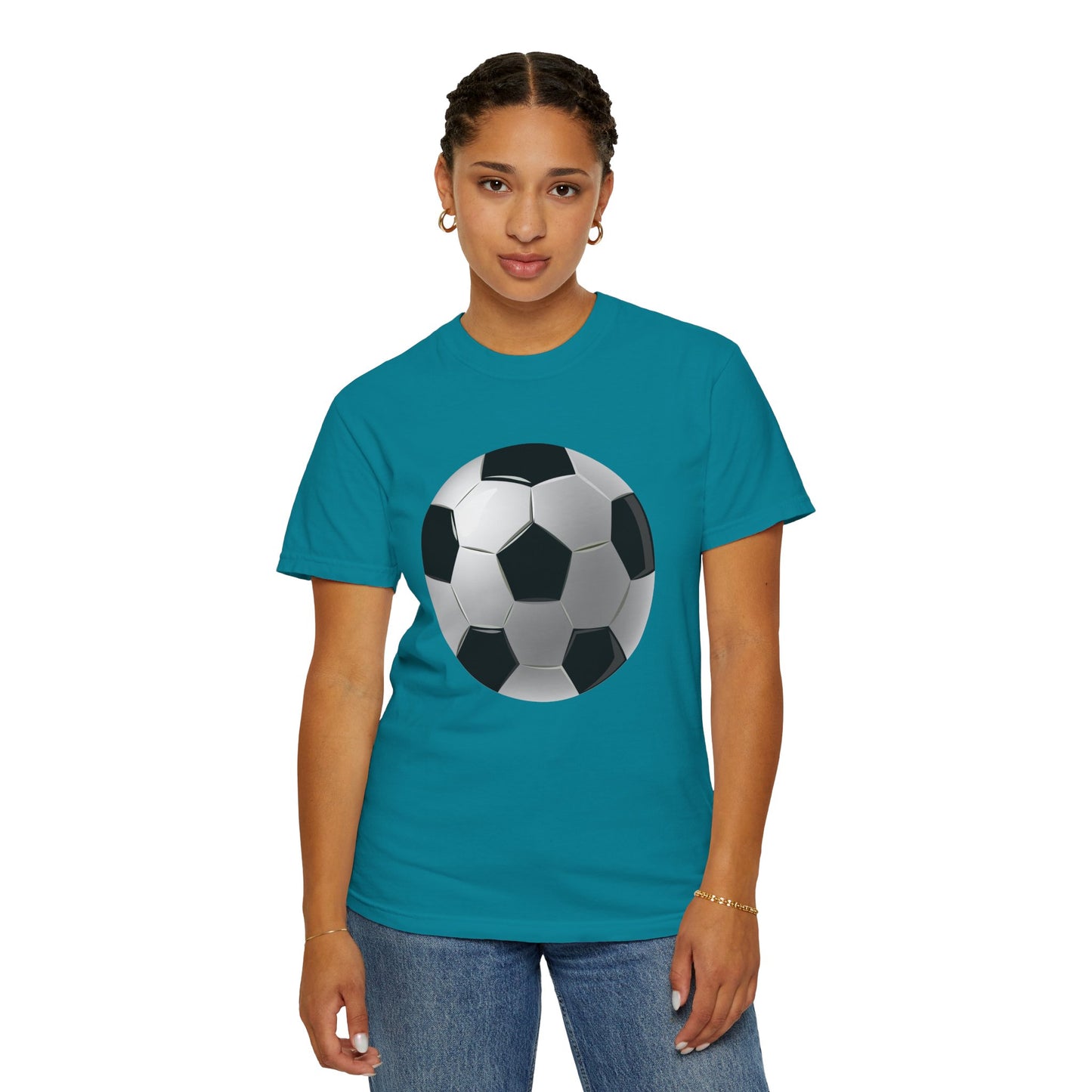 Unisex Garment-Dyed T-shirt - Dynamic Football Design - Sports Passion and Energy