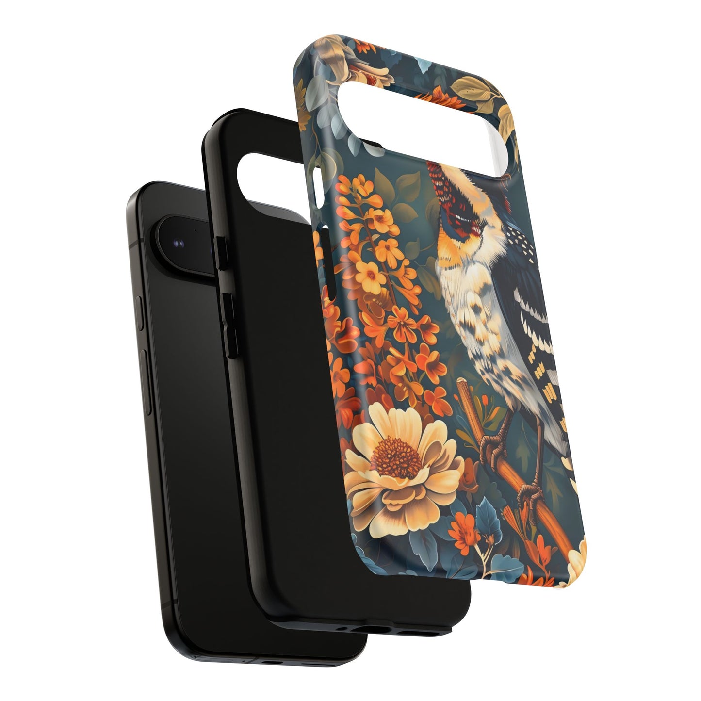 Tough Cases: Floral Bird Phone Case, Vintage Style Cover, Nature Lover Gift, Botanical Design, Spring Inspire Fashion