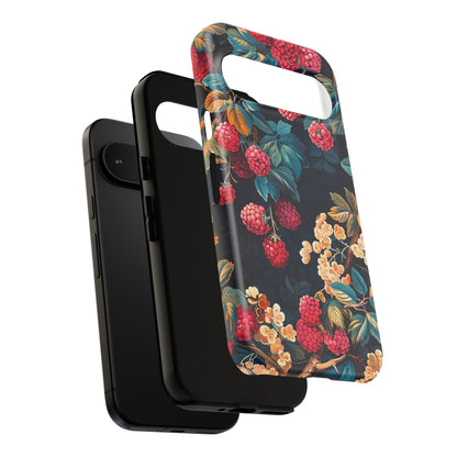 Floral Phone Case with Berry Design, Durable Phone Cover, Floral Print, Gift for Plant Lovers, Nature-Inspired Accessory