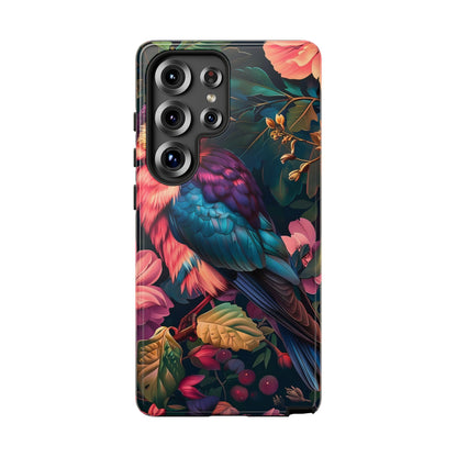 Vibrant Phone Case, Tropical Bird Design, Tough Phone Cover, Floral Tech Accessory, Gift for Nature Lovers