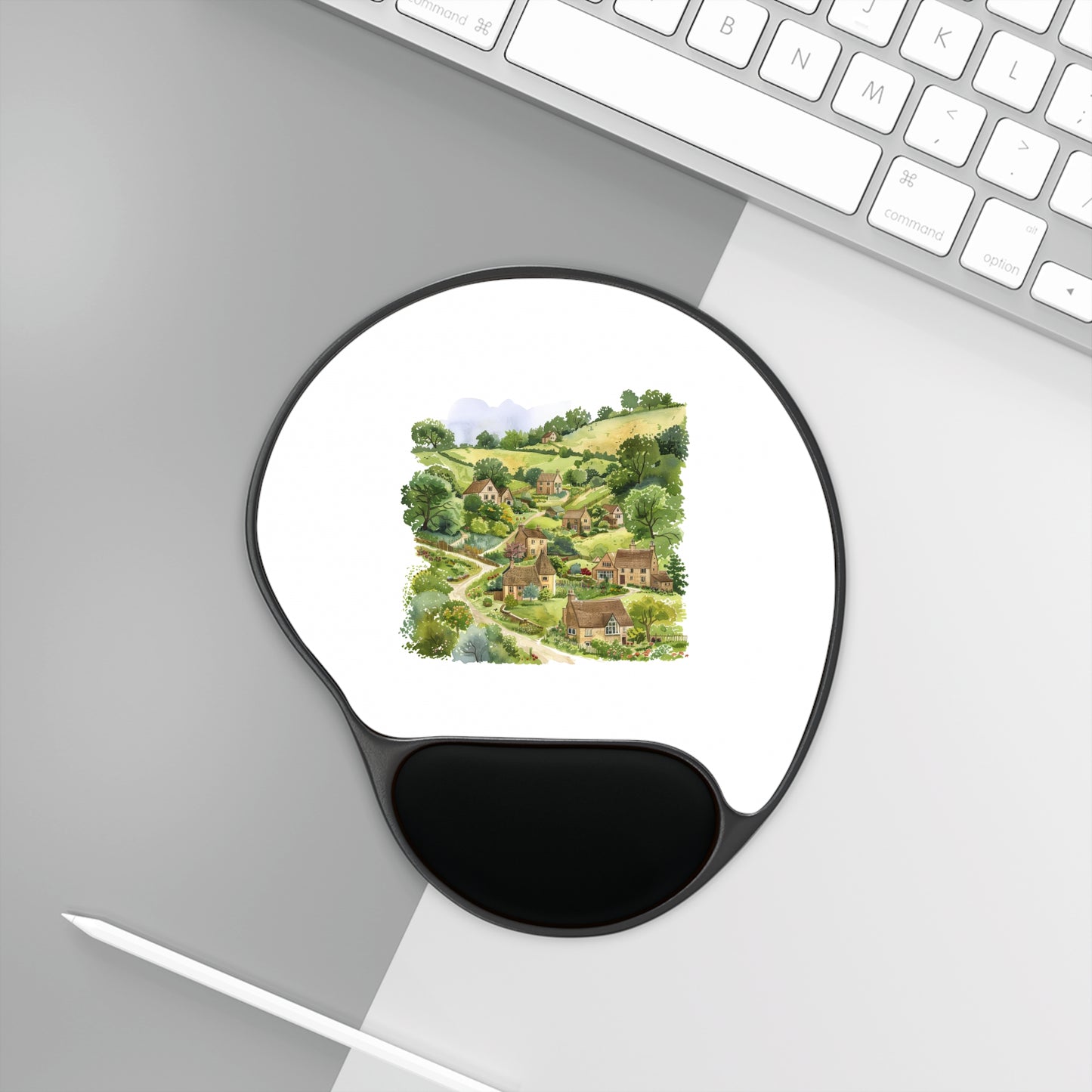 Charming Village Landscape Mouse Pad with Wrist Rest, Perfect for Home Office, Gifts, or Desk Decor, Ergonomic Design, Nature Lover's Gift