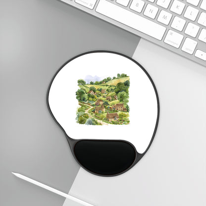 Charming Village Landscape Mouse Pad with Wrist Rest, Perfect for Home Office, Gifts, or Desk Decor, Ergonomic Design, Nature Lover's Gift