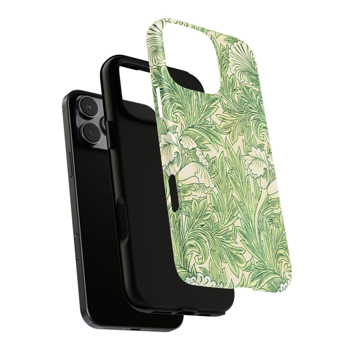 Green Floral Phone Case, Botanical iPhone Cover, Tough Phone Shell, Nature-inspired Gift, Eco-friendly Tech Accessory