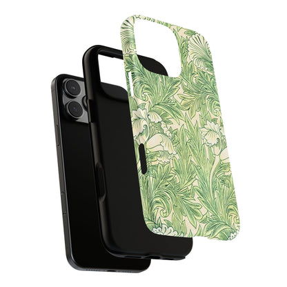 Green Floral Phone Case, Botanical iPhone Cover, Tough Phone Shell, Nature-inspired Gift, Eco-friendly Tech Accessory