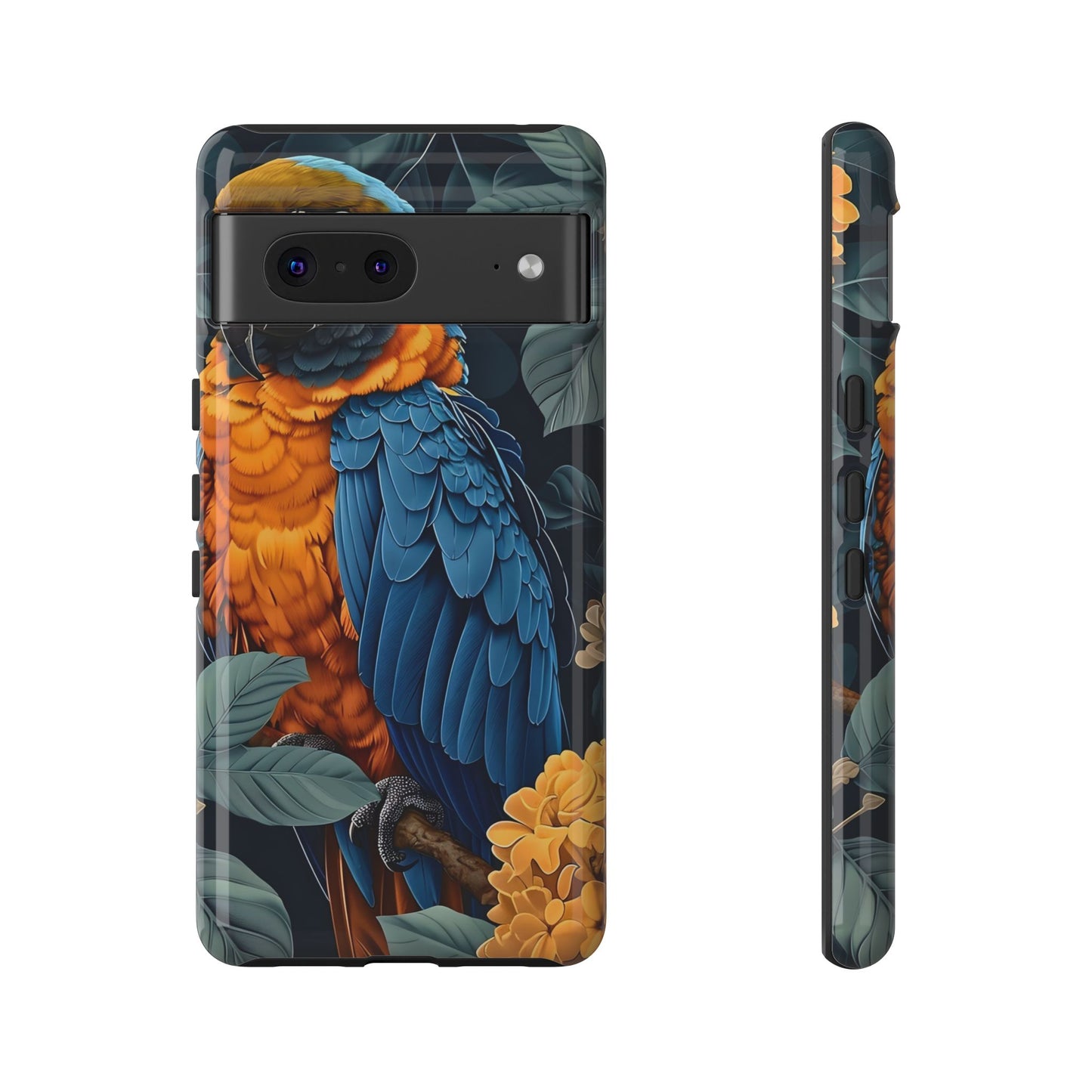 Tropical Parrot Phone Case - Tough Cases, Colorful Phone Cover, Nature Lover Gift, Floral Design, Bird Lover Accessory