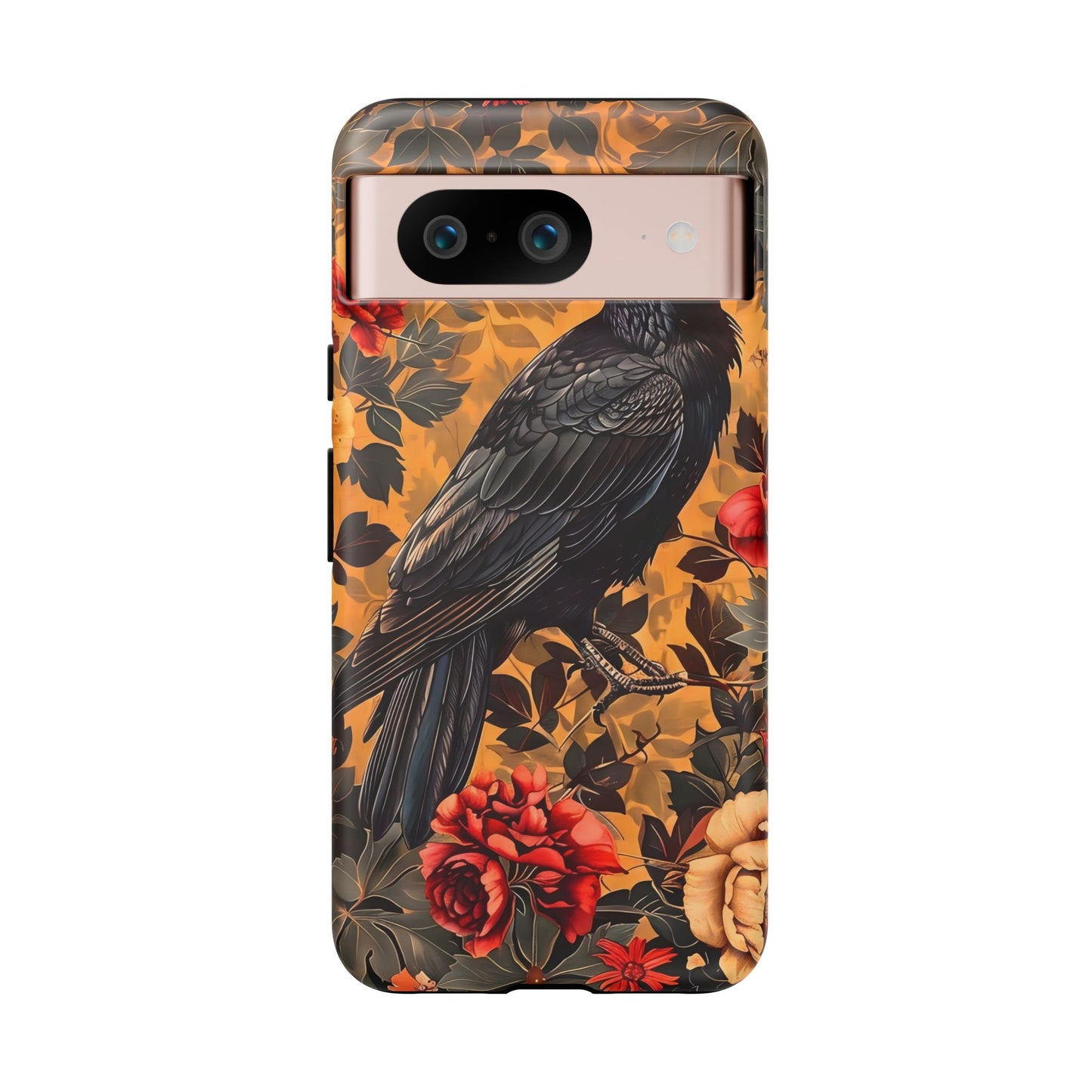 Raven Floral Phone Case - Tough Cases, Blackbird Decor, Gift for Nature Lovers, Bird Themed Accessories, Unique Phone Cover