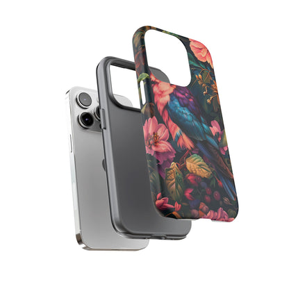Tough Cases: Vibrant Tropical Bird Phone Case, Floral Smartphone Cover, Nature Lover Gift, Boho Phone Accessory, Cute Bird Case