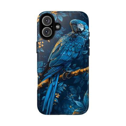 Tough Cases - Vibrant Blue Parrot Phone Case, Tropical Bird Phone Cover, Nature Lover Gift, Eco-Friendly Accessories, Unique Wildlife Decor