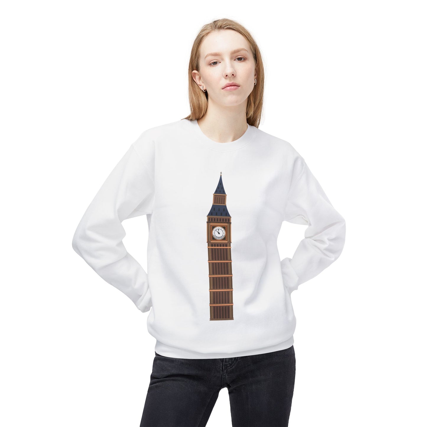 Unisex Midweight Softstyle Fleece Crewneck Sweatshirt - Big Ben and British Heritage