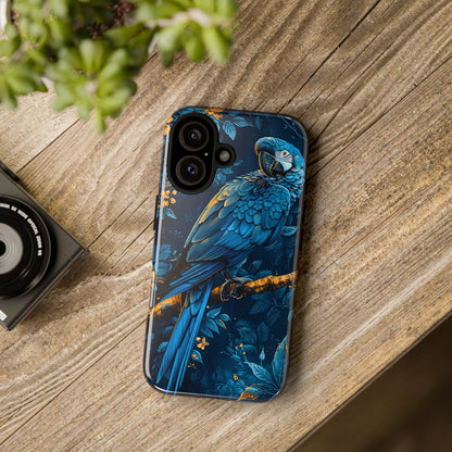 Tough Cases - Vibrant Blue Parrot Phone Case, Tropical Bird Phone Cover, Nature Lover Gift, Eco-Friendly Accessories, Unique Wildlife Decor