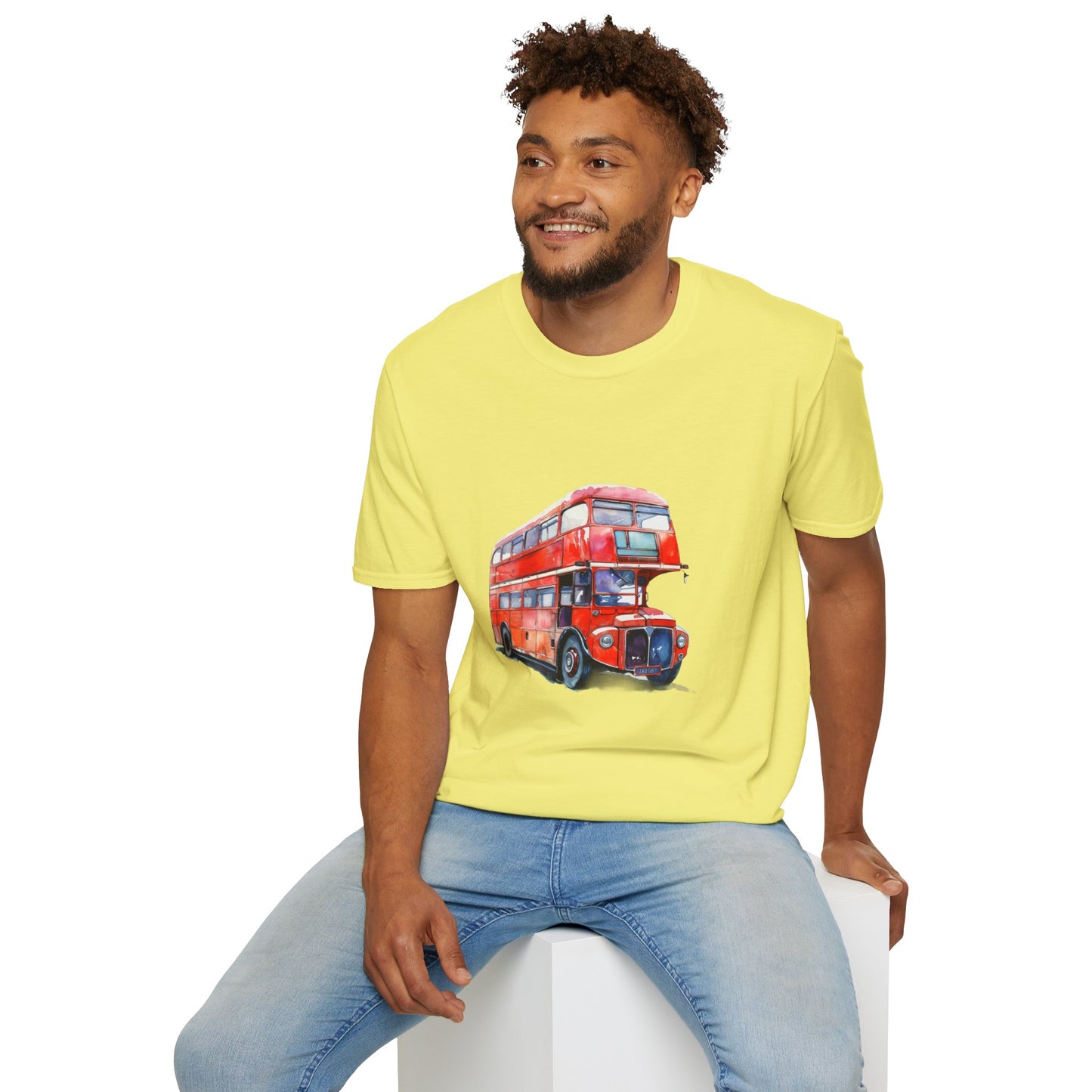 London Transport English Bus - Iconic Red Double-Decker Rich Unisex Softstyle T-Shirt