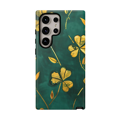 Floral Phone Case with Gold Accents, Tough Phone Cover, Stylish Phone Protector, Unique Gift for Her, Nature Lover Accessory