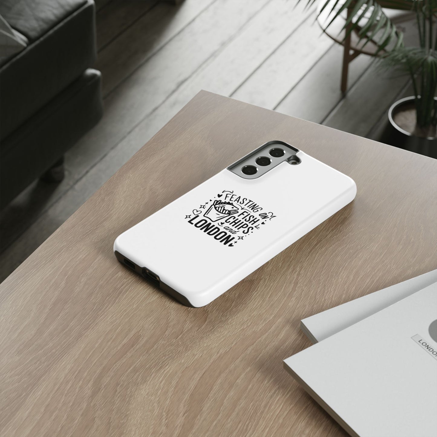 London Fish & Chips Phone Case, Tough Cases with Fun Design for Food Lovers, Unique Gift for Travelers, Cell Phone Accessories
